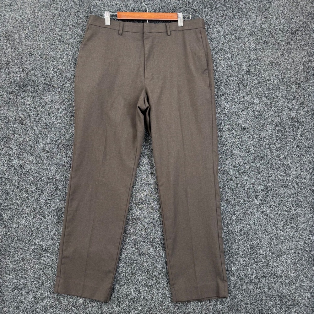 Banana Republic Mens Brown Standard Fit Dress Pants 34x32 Flat Front Trousers